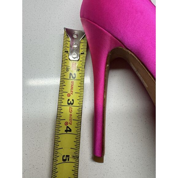Alexander McQueen Magenta Satin Square Toe Platform Pumps Size 38.5 - Picture 9 of 9